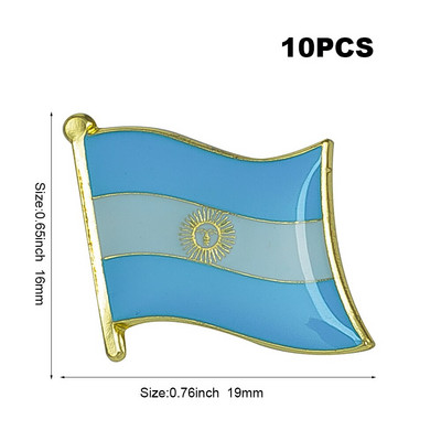 10 vnt. Šalies vėliava Ženkliukas Vėliava Sagė Nacionalinė vėliava Atvarto segtukas Tarptautinių kelionių segtukų kolekcijos