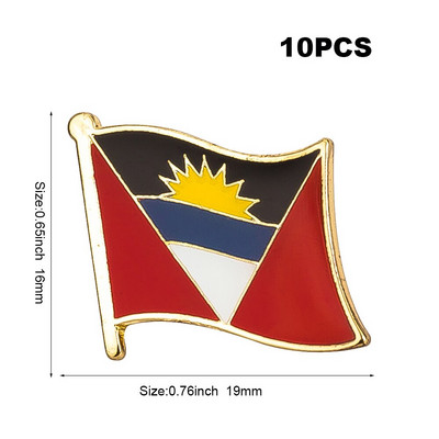 10 vnt. Šalies vėliava Ženkliukas Vėliava Sagė Nacionalinė vėliava Atvarto segtukas Tarptautinių kelionių segtukų kolekcijos