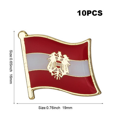 10 vnt. Šalies vėliava Ženkliukas Vėliava Sagė Nacionalinė vėliava Atvarto segtukas Tarptautinių kelionių segtukų kolekcijos