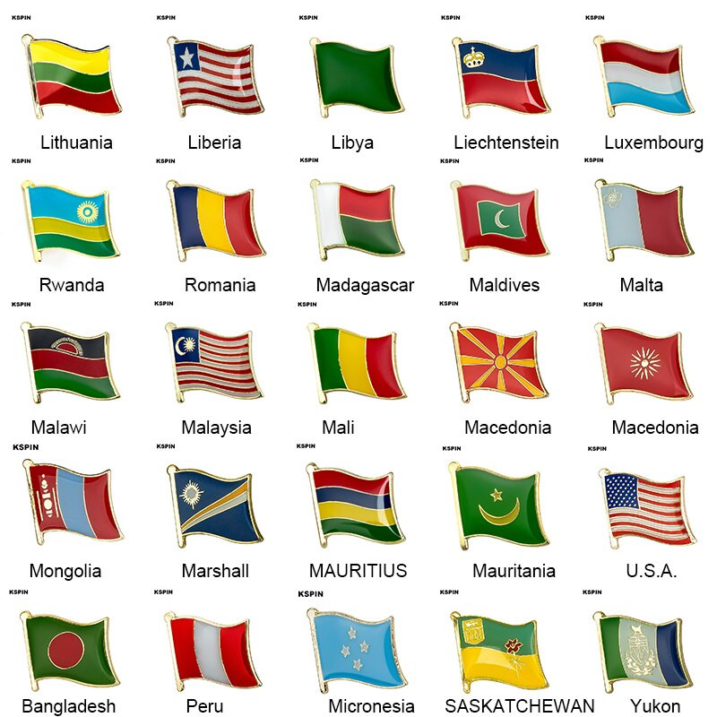 10 vnt. Šalies vėliava Ženkliukas Vėliava Sagė Nacionalinė vėliava Atvarto segtukas Tarptautinių kelionių segtukų kolekcijos