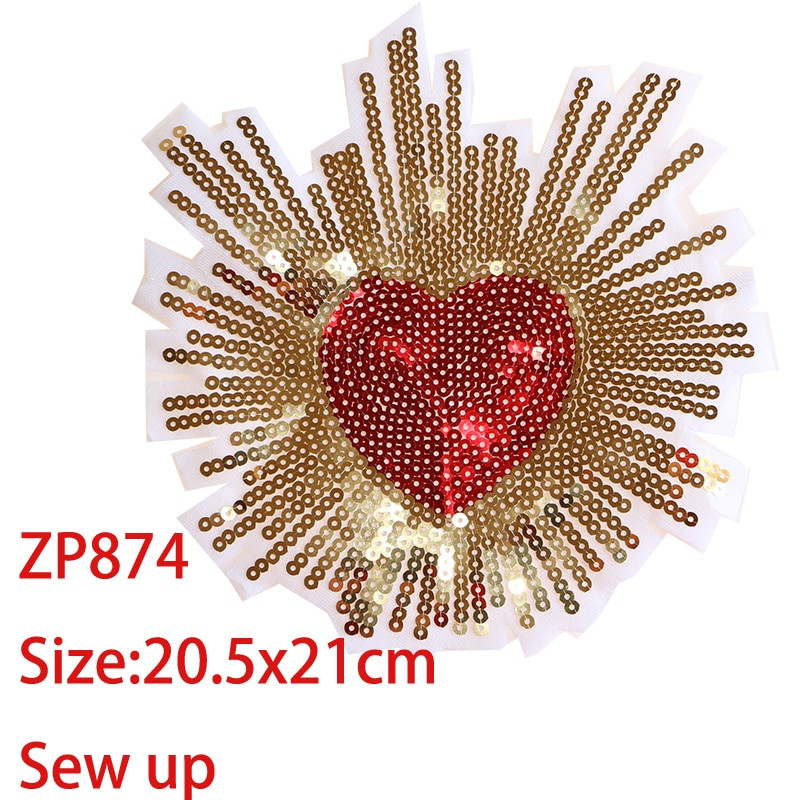 Διακοσμητικά κινούμενα σχέδια, γυαλιστερή αγάπη σε σχήμα καρδιάς με παγιέτες ματιών, απλικέ, κεντημένα μπαλώματα για σίδερο DIY σε κονκάρδες στο σακίδιο