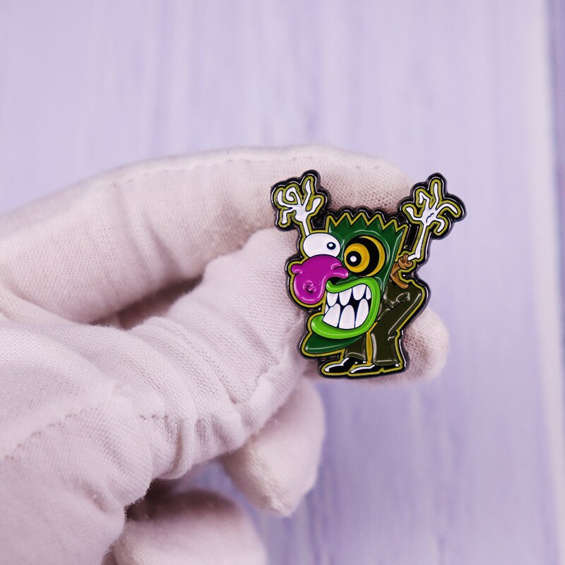 C2186 Multifilmi ehted Armsad COURAGE koerad Metallist emailnõelad ja prossid Mood rinnanõelad märk Naljakad kingitused