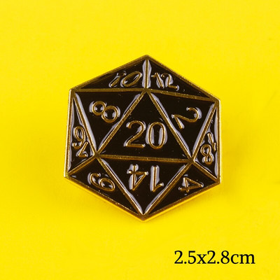 Emajlirana igla Dungeons And Dragon D20 DnD 20-strane igre s kockicama Broševi i igle Značke RPG igra Igra s kockicama Dekoracija torbi za odjeću