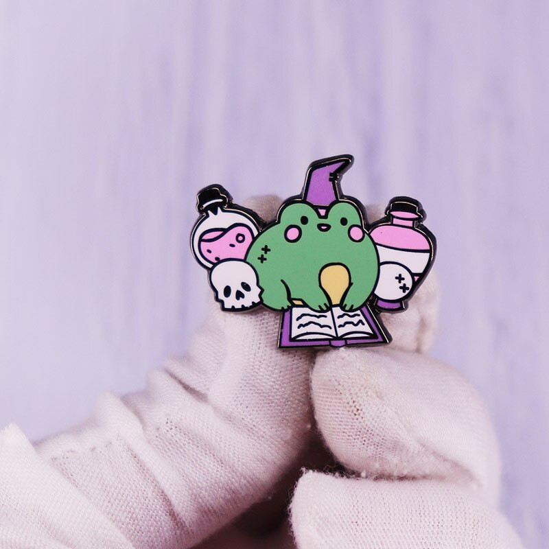C2087 Χαριτωμένα καρφίτσες από σμάλτο βάτραχου Ζώα Παιδική τσάντα πλάτης Σήματα σακάκι Demin Ρούχα Καρφίτσες Παιδικό δώρο