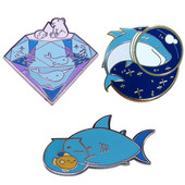 C2864 Pin email cu rechin, broșe personalizate pentru surfing cu rechin, pungă, ac pentru rever, insignă distractivă de animale, cadou drăguț de bijuterii pentru copii