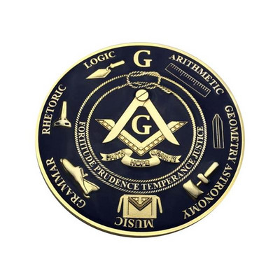 3-tolline vabamüürlaste autoembleem kuldne, must/sinine rõngas, 3D minitööriistad Masoni auto veoauto mootorratta kleebise kleebis punase liimiga