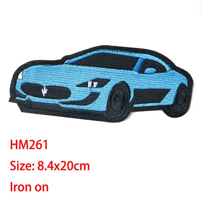 Rajzfilm dekoratív folt kék piros autók motorkerékpár teherautó ikon Hímzett rátétfoltok barkácsoláshoz vasaláshoz jelvényeken egy hátizsákon