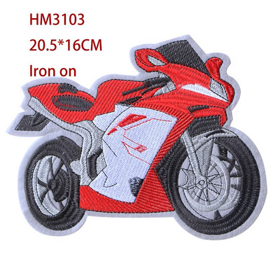 Rajzfilm dekoratív folt kék piros autók motorkerékpár teherautó ikon Hímzett rátétfoltok barkácsoláshoz vasaláshoz jelvényeken egy hátizsákon