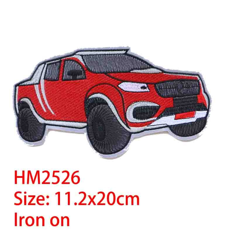 Rajzfilm dekoratív folt kék piros autók motorkerékpár teherautó ikon Hímzett rátétfoltok barkácsoláshoz vasaláshoz jelvényeken egy hátizsákon