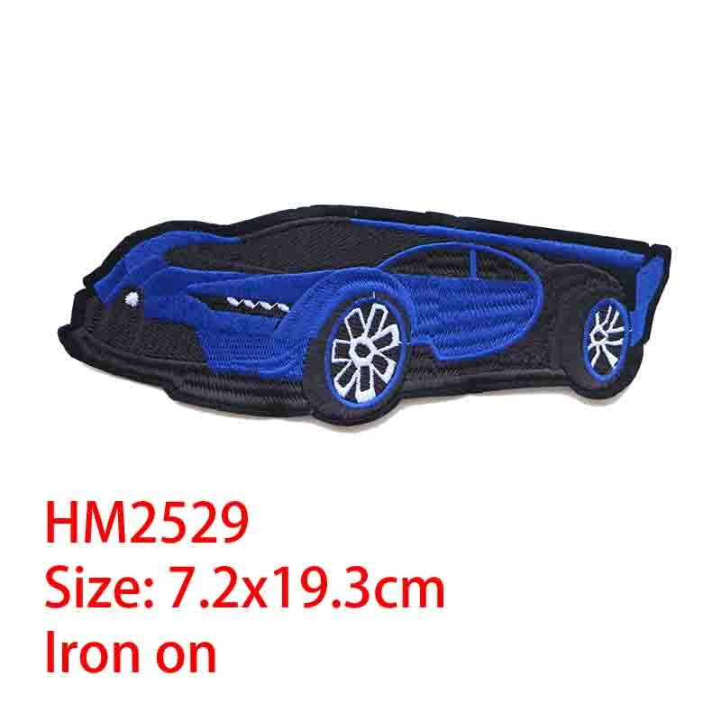 Rajzfilm dekoratív folt kék piros autók motorkerékpár teherautó ikon Hímzett rátétfoltok barkácsoláshoz vasaláshoz jelvényeken egy hátizsákon