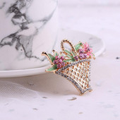 Sagė Moteriškas gėlių krepšelis tuščiaviduris spalvotas deimantinis sulaikantis galvanizuojantis sagė Paprastas perlinis drabužis su segės smeigtuku