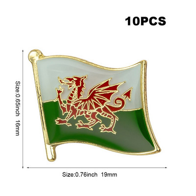 10 tk palju Walesi lipunõel revääri nööpnõel rinnamärk Prossi ikoonid KS-0242