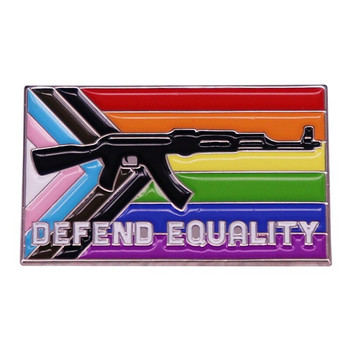 C3508 Defend Equality Pride Flag Enamel Pin Trans LGBTQ Котка Брошка Значка Дрехи Шапка Раница Декорация Аксесоари за бижута