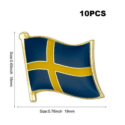 10vnt daug Švedijos vėliavos segtukas atlapo segtukas Sagės piktogramos KS-0148