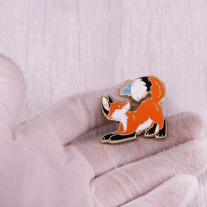 C3080 Fall Fox Emajl Pin Jesenje Lišće Leaf Priroda Broševi Torba Igla za rever Crtić Životinja Bedž Nakit Poklon za djecu Prijatelji