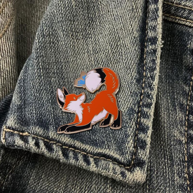 C3080 Fall Fox Emajl Pin Jesenje Lišće Leaf Priroda Broševi Torba Igla za rever Crtić Životinja Bedž Nakit Poklon za djecu Prijatelji