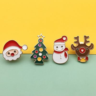 Mode Kerst Broches Kerstman Hoed Handschoenen Bells Sokken Sneeuwvlok Strass Pak Metalen Pins Σήματα Μπροστά Nieuwe Jaar Geschenk