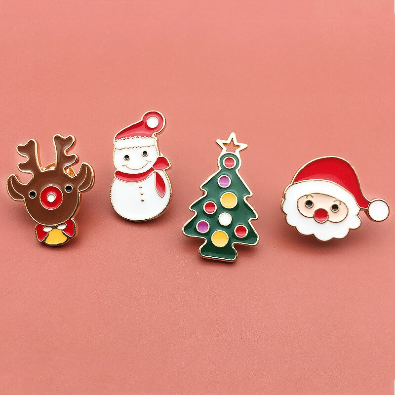 Mode Kerst Broches Kerstman Hoed Handschoenen Kellad Sokken Sneeuwvlok Strass Pak Metalen Pins Märgid Broche Nieuwe Jaar Geschenk