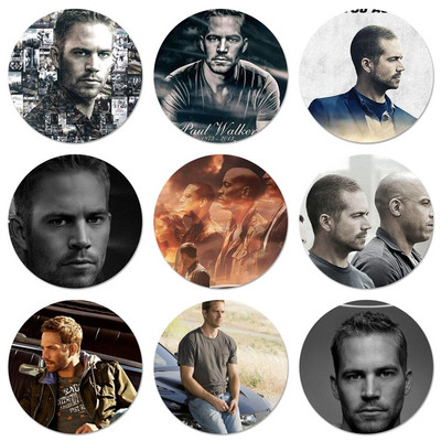 Fast and Furious Paul Walker Icons Pins Διακοσμητικό σήμα Καρφίτσες Μεταλλικές κονκάρδες για ρούχα Διακόσμηση σακιδίου πλάτης 58mm