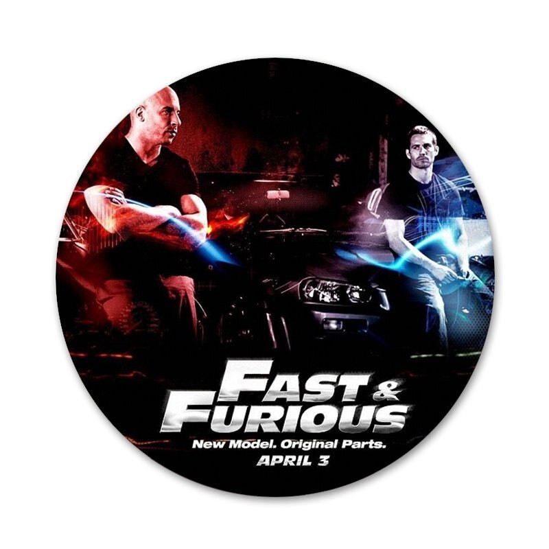 Brzi i žestoki Paul Walker Ikone Igle Dekoracija znački Broševi Metalne značke za odjeću Dekoracija ruksaka 58 mm