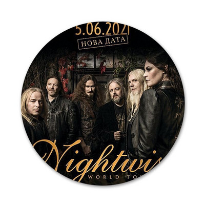 Kovové odznaky na oblečenie, dekorácie batohov s motívom Nightwish Theater a ikonami hudobných kapiel, špendlíky, brošne. 58 mm