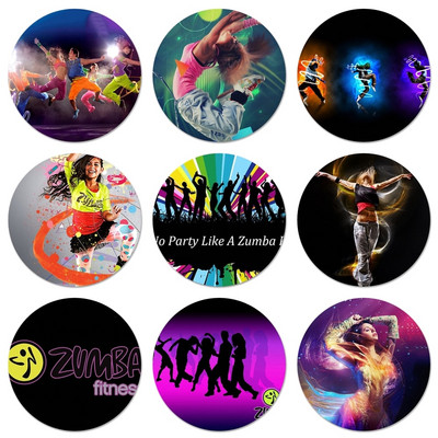 Zumba Dance Fitness Icons Pins Διακοσμητικό σήμα Καρφίτσες Μεταλλικές κονκάρδες για ρούχα Διακόσμηση σακιδίου πλάτης 58mm