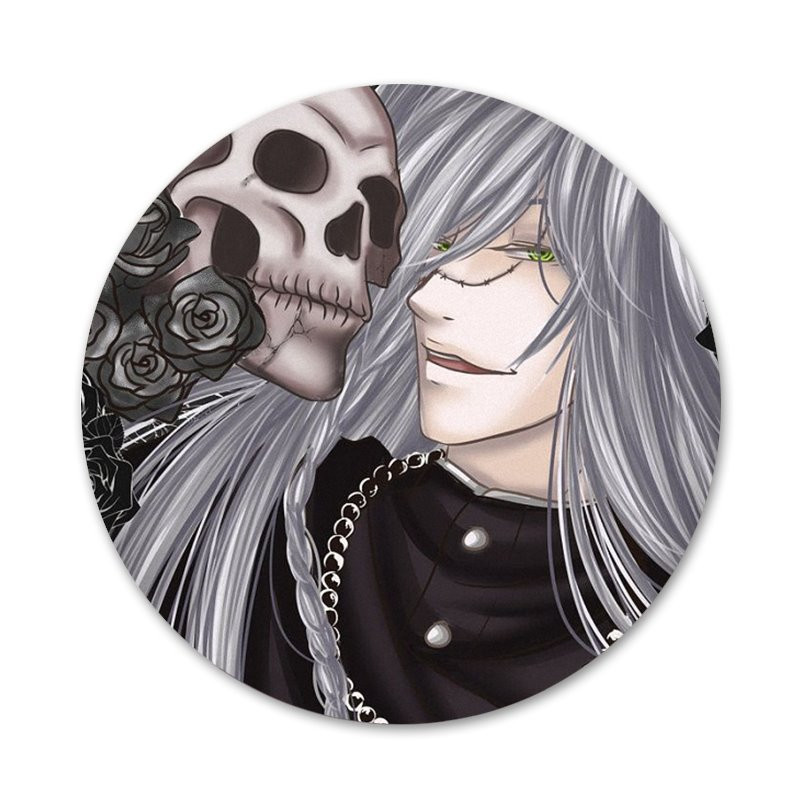 kuroshitsuji juodas liokajus laidotuvas Piktogramos Smeigtukai Ženkliuko puošimas Sagės Metaliniai ženkleliai kuprinės papuošimui 58mm