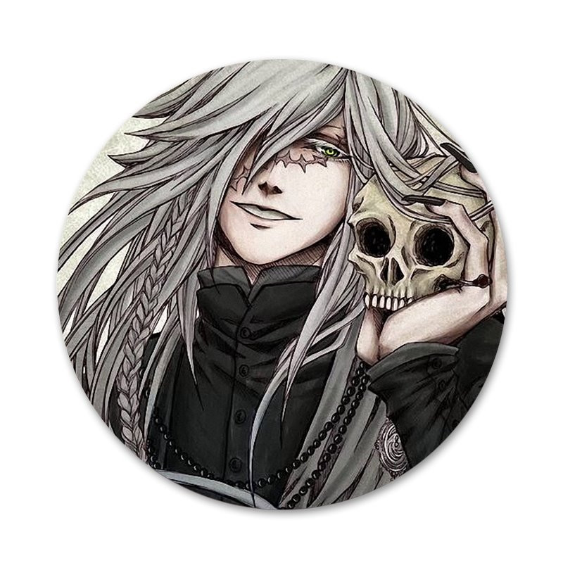 kuroshitsuji juodas liokajus laidotuvas Piktogramos Smeigtukai Ženkliuko puošimas Sagės Metaliniai ženkleliai kuprinės papuošimui 58mm