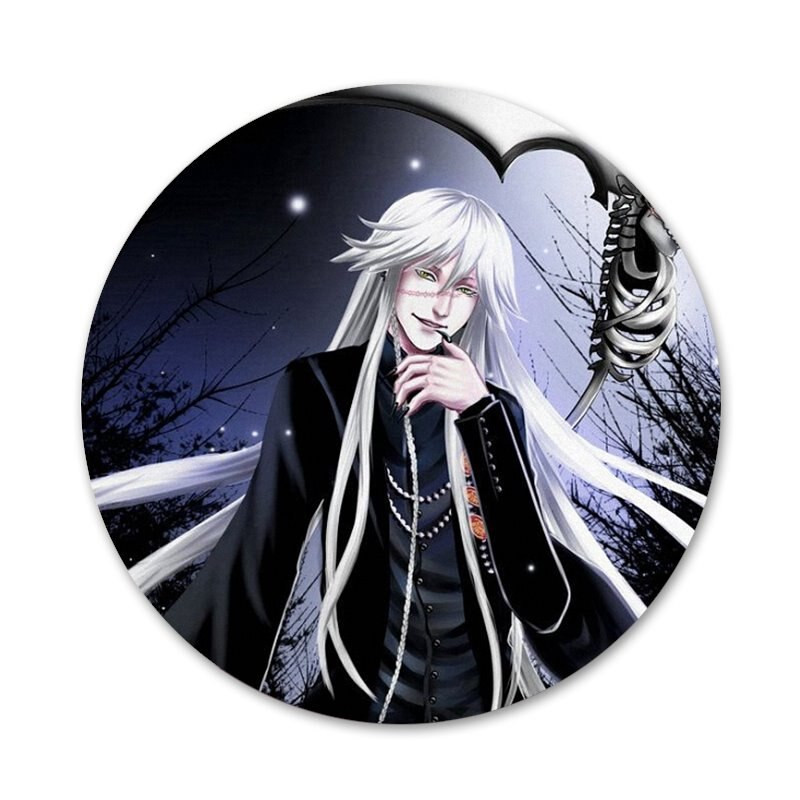 kuroshitsuji juodas liokajus laidotuvas Piktogramos Smeigtukai Ženkliuko puošimas Sagės Metaliniai ženkleliai kuprinės papuošimui 58mm