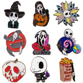 DB913 Skelett dinosauruse emailnõelad Horror Scream Metal Pross Pin Mehed Naiste Moeehted Kingitus Film Seljakott Reväärimärk