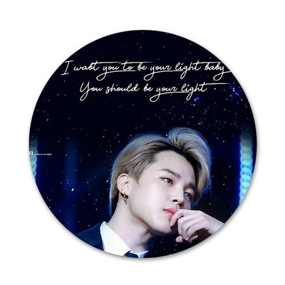 58 mm Jimin zgodne ikone, igle, broševi, broševi, metalne značke za ukrašavanje ruksaka