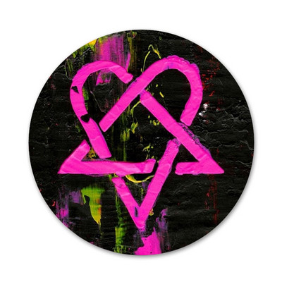 58 mm Fashion Him Heartagram logo ikoonid nööpnõelad märgi kaunistus prossid metallist märgid riiete jaoks seljakoti kaunistus