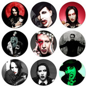 Marilyn Manson Piktogramos Smeigtukai Ženkliuko dekoravimui Sagės Metaliniai ženkleliai kuprinei papuošti 58mm
