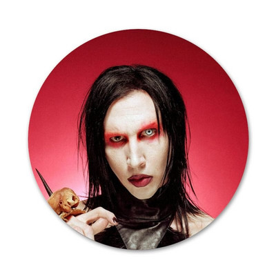 Marilyn Manson Piktogramos Smeigtukai Ženkliuko dekoravimui Sagės Metaliniai ženkleliai kuprinei papuošti 58mm