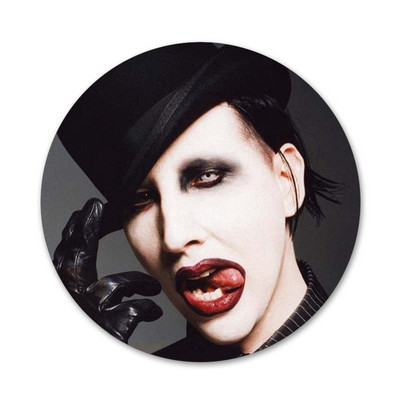 Marilyn Manson Piktogramos Smeigtukai Ženkliuko dekoravimui Sagės Metaliniai ženkleliai kuprinei papuošti 58mm