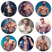 58mm tume koomiks seksikas fitness lihaste meeste ikoonid nööpnõelad märgi kaunistus prossid metallist märgid riiete jaoks seljakoti kaunistus