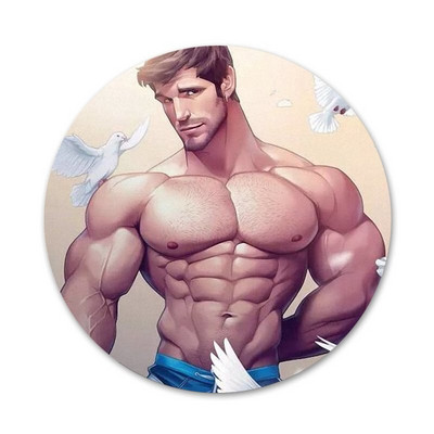 58mm tume koomiks seksikas fitness lihaste meeste ikoonid nööpnõelad märgi kaunistus prossid metallist märgid riiete jaoks seljakoti kaunistus