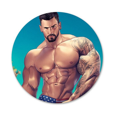 58mm tume koomiks seksikas fitness lihaste meeste ikoonid nööpnõelad märgi kaunistus prossid metallist märgid riiete jaoks seljakoti kaunistus