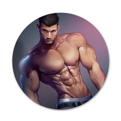 58mm tume koomiks seksikas fitness lihaste meeste ikoonid nööpnõelad märgi kaunistus prossid metallist märgid riiete jaoks seljakoti kaunistus