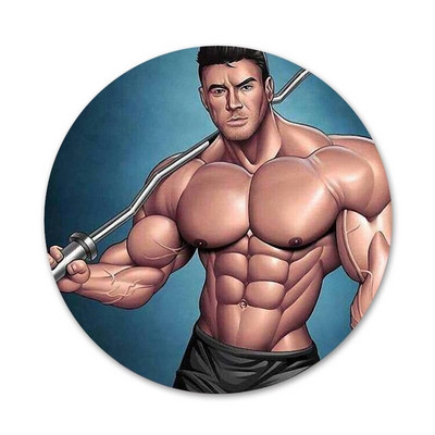 58mm tume koomiks seksikas fitness lihaste meeste ikoonid nööpnõelad märgi kaunistus prossid metallist märgid riiete jaoks seljakoti kaunistus