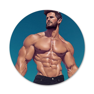 58mm tume koomiks seksikas fitness lihaste meeste ikoonid nööpnõelad märgi kaunistus prossid metallist märgid riiete jaoks seljakoti kaunistus