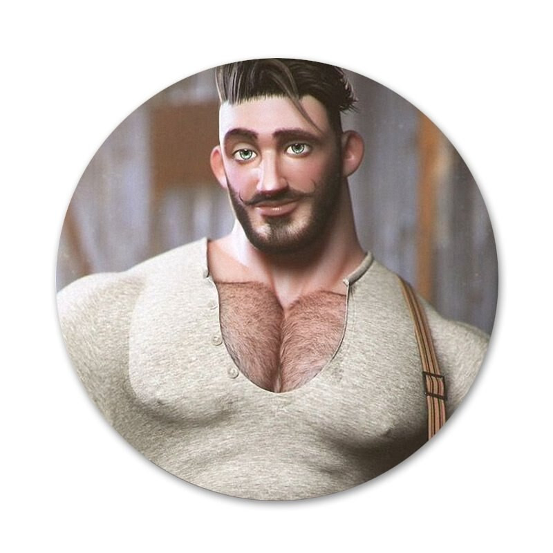 58mm tume koomiks seksikas fitness lihaste meeste ikoonid nööpnõelad märgi kaunistus prossid metallist märgid riiete jaoks seljakoti kaunistus