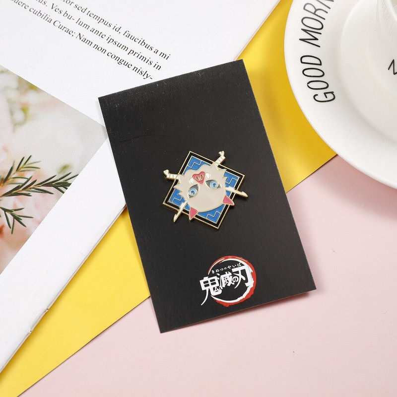 Japán anime tű Demon Slayer és Jujutsu Kaisen új népszerű kétdimenziós rajongók a csöpögő fém bross körül