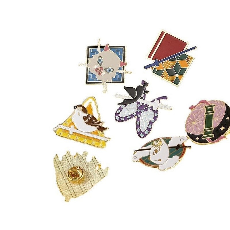 Japán anime tű Demon Slayer és Jujutsu Kaisen új népszerű kétdimenziós rajongók a csöpögő fém bross körül