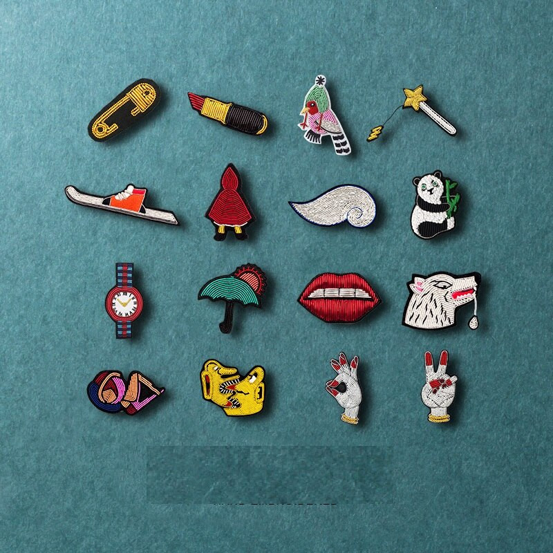 Käsitsi tikitud huule/ümbriku/vihmavarju märgid Käepaela aplikatsioon mantli pükste koti prossi jaoks 