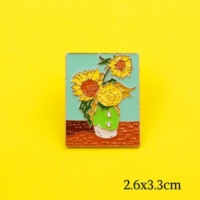 Μεταλλικές κονκάρδες με πέτο ηλίανθου Καρφίτσες ζωγραφικής και καρφίτσες για γυναίκες Ανδρικές καρφίτσες με πέτο Δημιουργικό δώρο κοσμήματα σακίδιο πλάτης για φίλους