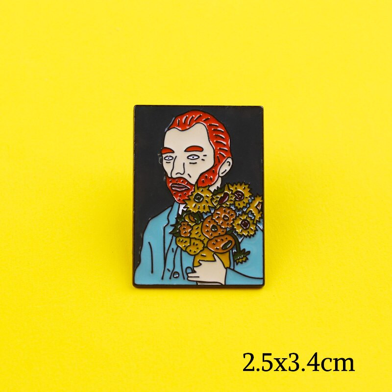 Μεταλλικές κονκάρδες με πέτο ηλίανθου Καρφίτσες ζωγραφικής και καρφίτσες για γυναίκες Ανδρικές καρφίτσες με πέτο Δημιουργικό δώρο κοσμήματα σακίδιο πλάτης για φίλους