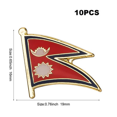 10 tk. partii Nepali lipp Reväärinõel Lipumärk Pross Nõelad Märgid