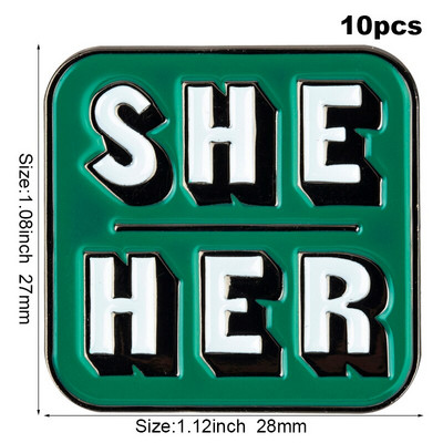 10 tk palju Nad Them She Her He Him IT IT ON SHE THEY HE THEY IEL Metallist märk Revääritihvt Märk Pross Pins Märgid