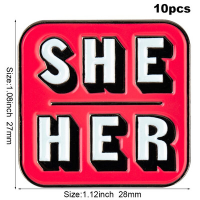 10 tk palju Nad Them She Her He Him IT IT ON SHE THEY HE THEY IEL Metallist märk Revääritihvt Märk Pross Pins Märgid